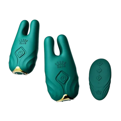 Смартвибратор для груди Zalo - Nave Turquoise Green, пульт ДУ, работа через приложение