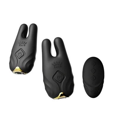 Смарт-вибратор для груди Zalo - Nave Obsidian Black, пульт ДУ, работа через приложение