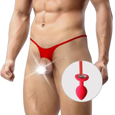 Чоловічі труси XS-2XL із силіконовою анальною пробкою Art of Sex - Joni plug panties size S Red