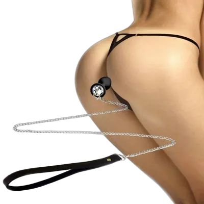 Силіконова анальна пробка Art of Sex Metal Anal Plug with Leash size S з повідцем Black