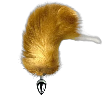 Металева анальна пробка з хвостом із натурального хутра Art of Sex size M Red fox