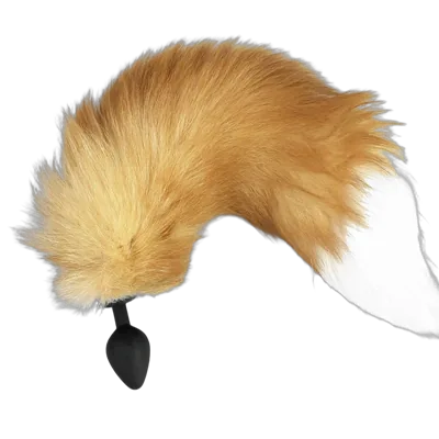 Силіконова анальна пробка з хвостом із натурального хутра Art of Sex size M Red fox