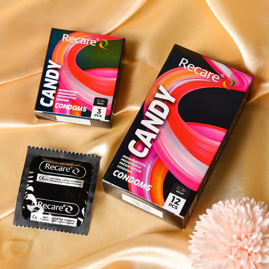 Презервативы Holographic Recare Delay Candy Condoms 3 шт, пролонгирующий эффект, конфетный аромат