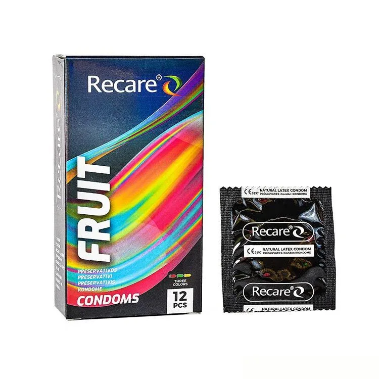 Презервативи Holographic Recare Fruit Flavour Condoms 12 шт, аромати: м'ята, банан, полуниця