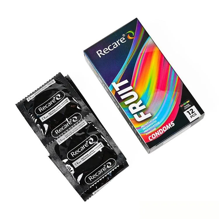 Презервативи Holographic Recare Fruit Flavour Condoms 12 шт, аромати: м'ята, банан, полуниця