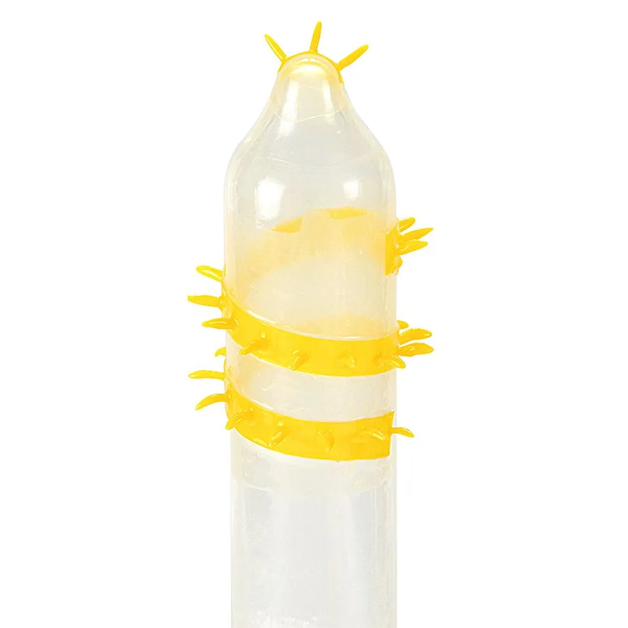 Насадка на член Recare Spike Condom Yellow (презерватив с усиками и спиралью шипов)