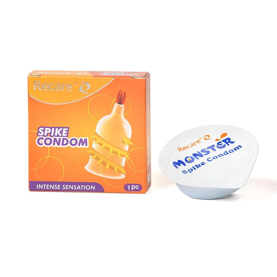 Насадка на член Recare Spike Condom Yellow (презерватив с усиками и спиралью шипов)