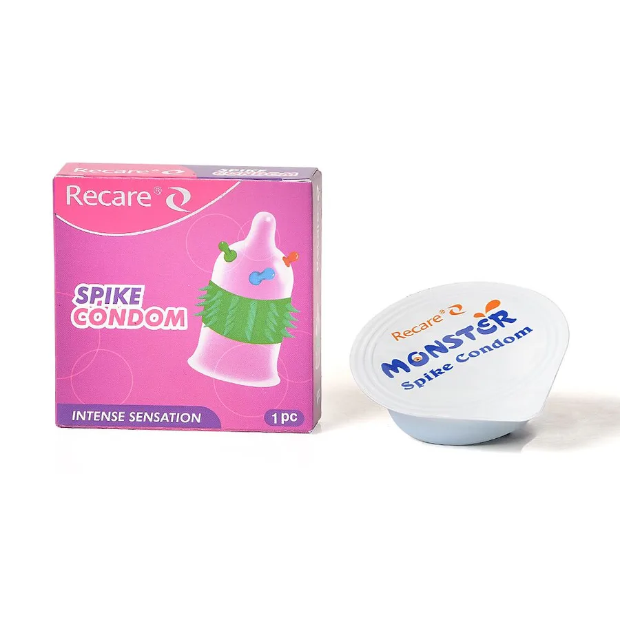 Насадка на член Recare Spike Condom Pink (презерватив с шариками и рядами шипов)