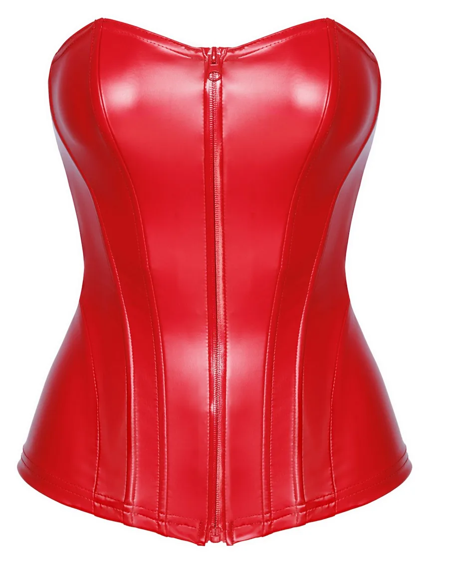 Корсет Noir Handmade F355 Red powerwetlook corset - M