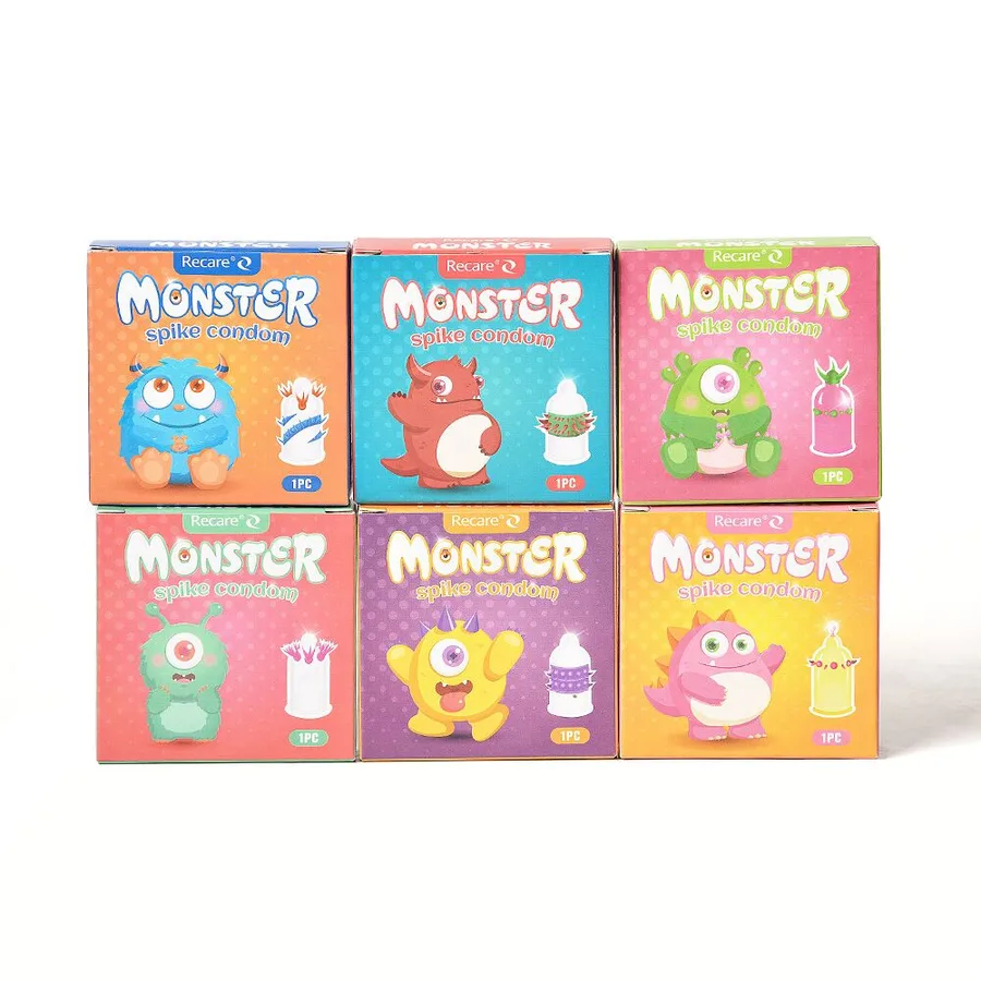 Насадка на член Recare Yellow Monster Spike Condom (презерватив з рядами пухирців та шипів)
