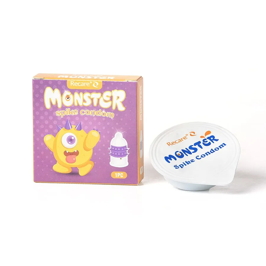 Насадка на член Recare Yellow Monster Spike Condom (презерватив з рядами пухирців та шипів)