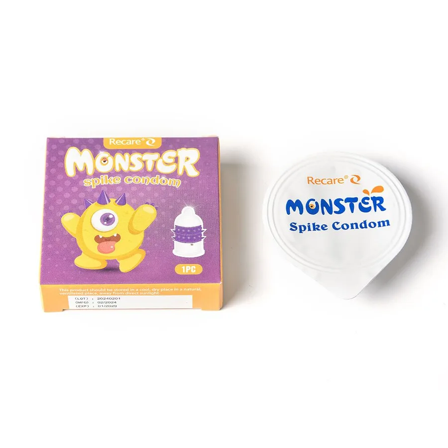 Насадка на член Recare Yellow Monster Spike Condom (презерватив з рядами пухирців та шипів)