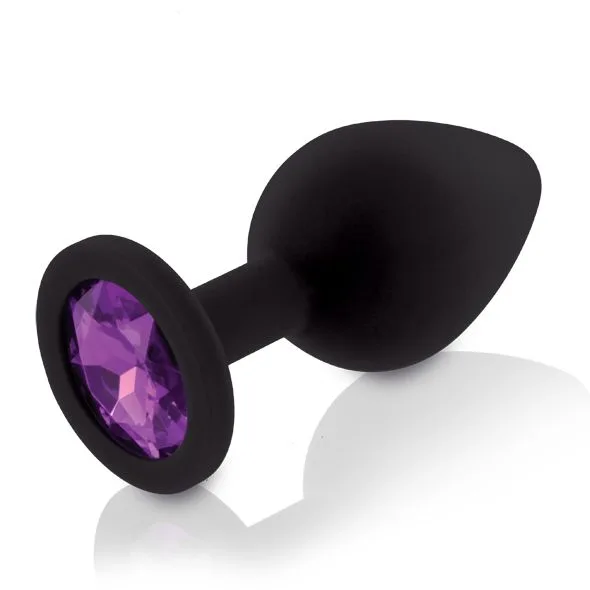Набір силіконових анальних пробок із кристалом Rianne S: Booty Plug Set Black, діаметр 3,2см, 3,5см, 4,2см