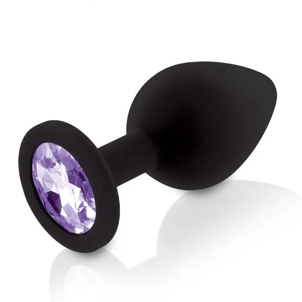 Набір силіконових анальних пробок із кристалом Rianne S: Booty Plug Set Black, діаметр 3,2см, 3,5см, 4,2см