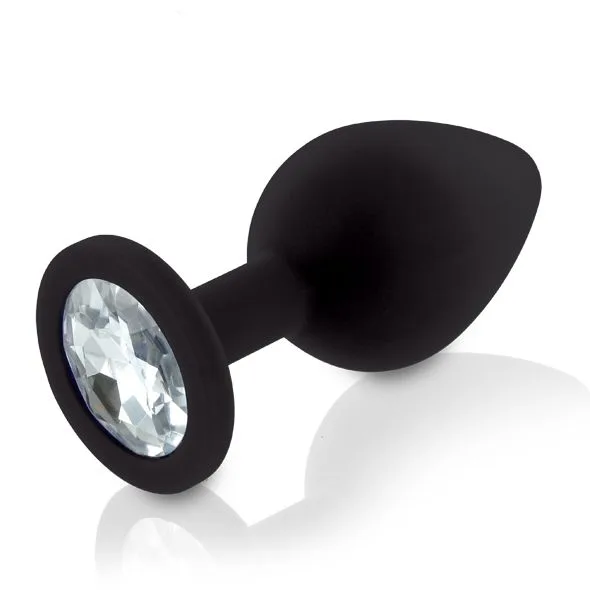 Набір силіконових анальних пробок із кристалом Rianne S: Booty Plug Set Black, діаметр 3,2см, 3,5см, 4,2см