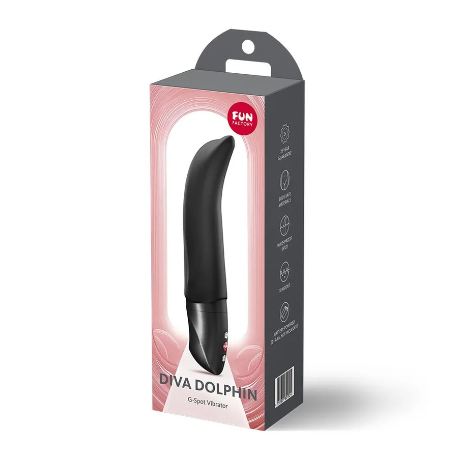 Вібратор для точки G Fun Factory Diva Dolphin Black, 10 режимів роботи, на батарейках