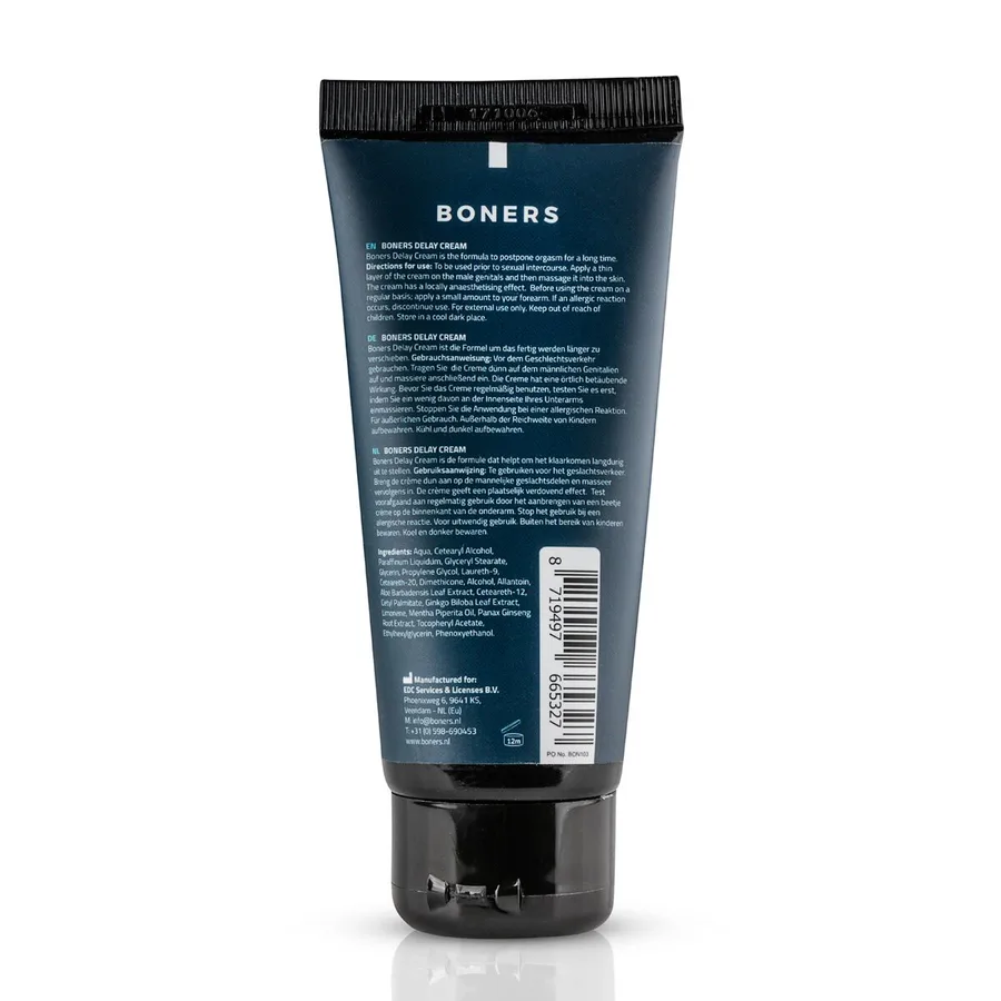 Крем-пролонгатор Boners Delay Cream 100 мл, легкий анестетик лаурет-9 + мята