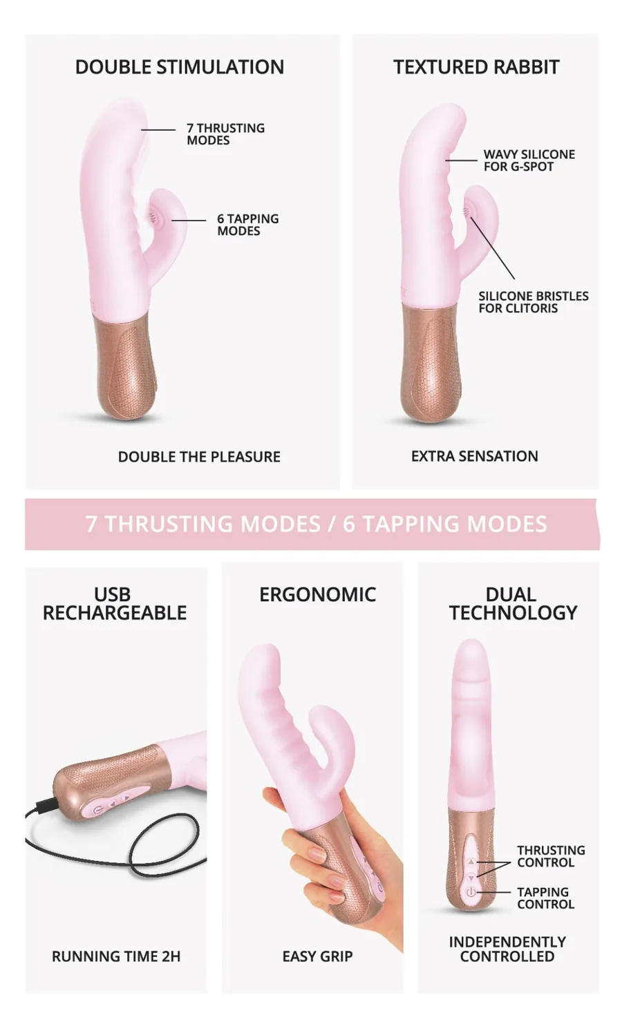 Подвійний пульсатор-кролик Love To Love SASSY BUNNY - BABY PINK