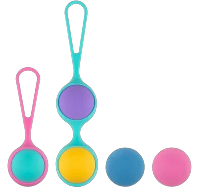 Набір вагінальних кульок PMV20: Vita – Kegel Ball Set, маса 40, 50, 60 г, два тримачі