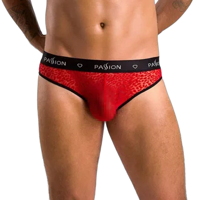 Чоловічі напівпрозорі труси Passion 031 SLIP MIKE XXL/XXXL Red, під леопард