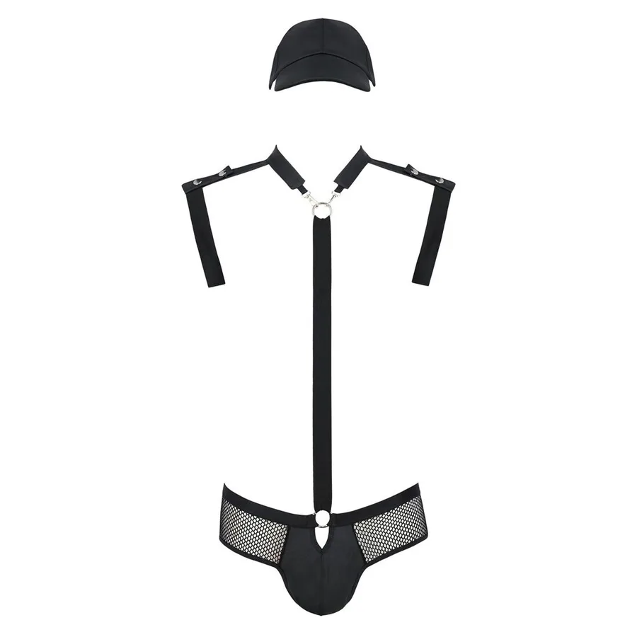 Комплект еротичної чоловічої білизни Passion 038 JOHN SET L/XL Black, боді, кепка