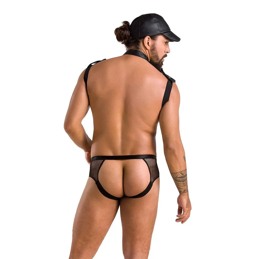 Комплект еротичної чоловічої білизни Passion 038 JOHN SET L/XL Black, боді, кепка