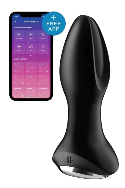Анальная смарт вибропробка с жемчужным массажем Satisfyer Rotator Plug 2+ Black