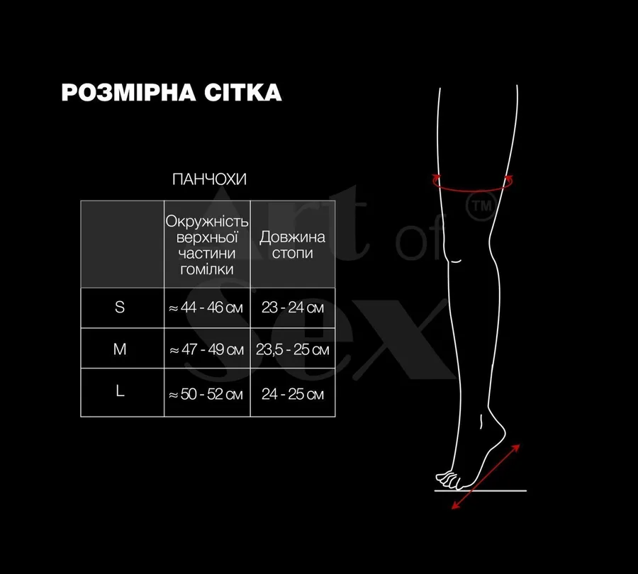 Панчохи в дрібну сітку з лакованою коронкою Art of Sex - Rose, колір червоний, М