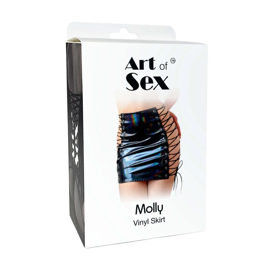 Лакована спідниця на шнурівці Art of Sex - Molly, колір чорний, L-2XL