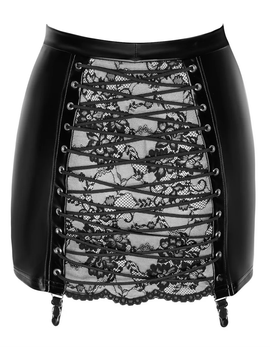 Спідниця Noir Handmade F341 Powerwetlook and lace skirt - 3XL