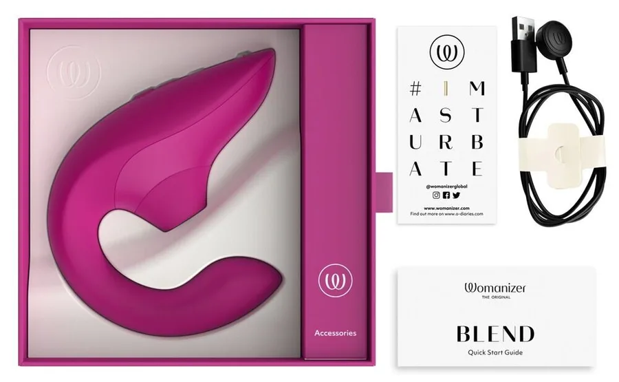 Вагинально-клиторальный стимулятор Womanizer Blend Vibrant Pink, вибрация + вакуум, 2 мотора