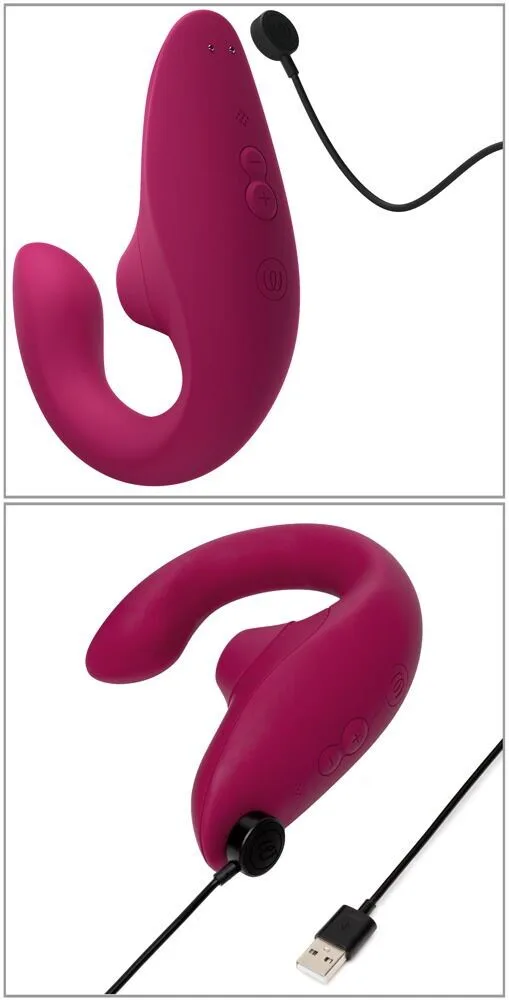 Вагинально-клиторальный стимулятор Womanizer Blend Vibrant Pink, вибрация + вакуум, 2 мотора