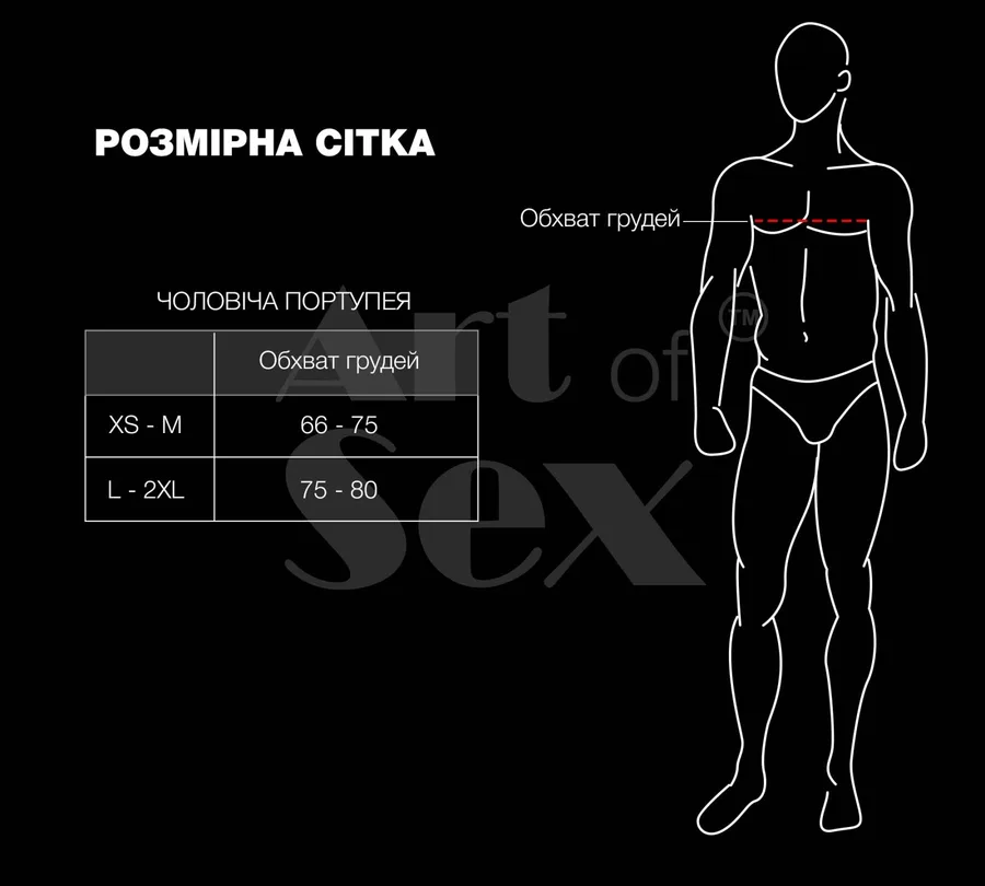 Чоловіча портупея Art of Sex - Spartacus, екошкіра, колір чорний, розмір XS-M
