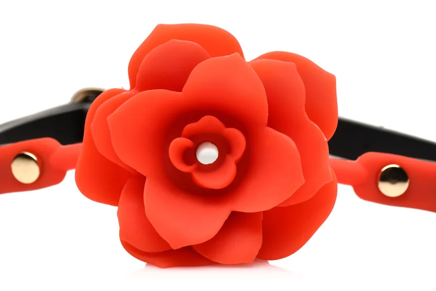 Силиконовый кляп с розой Master Series: Blossom Silicone Rose Gag – Red