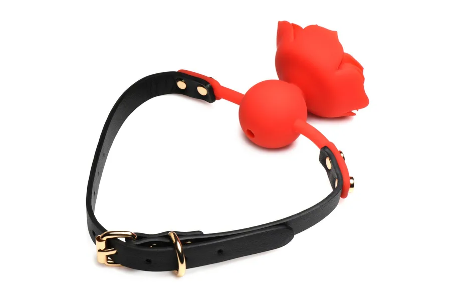 Силиконовый кляп с розой Master Series: Blossom Silicone Rose Gag – Red