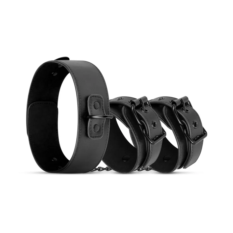 Наручники с ошейником Bedroom Fantasies: Collar & Wrist Cuffs, черные