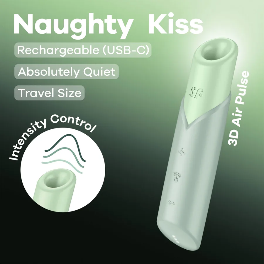 Вакуумный стимулятор Satisfyer Naughty Kiss, магнитная технология 3D Air Pulse, 30 режимов работы