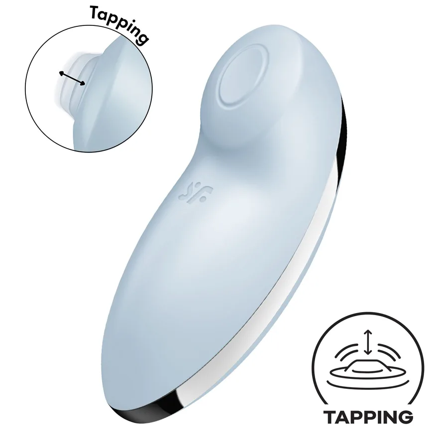 Вибростимулятор-пульсатор Satisfyer Tap & Climax 2 Blue, эффект постукивания пальцем