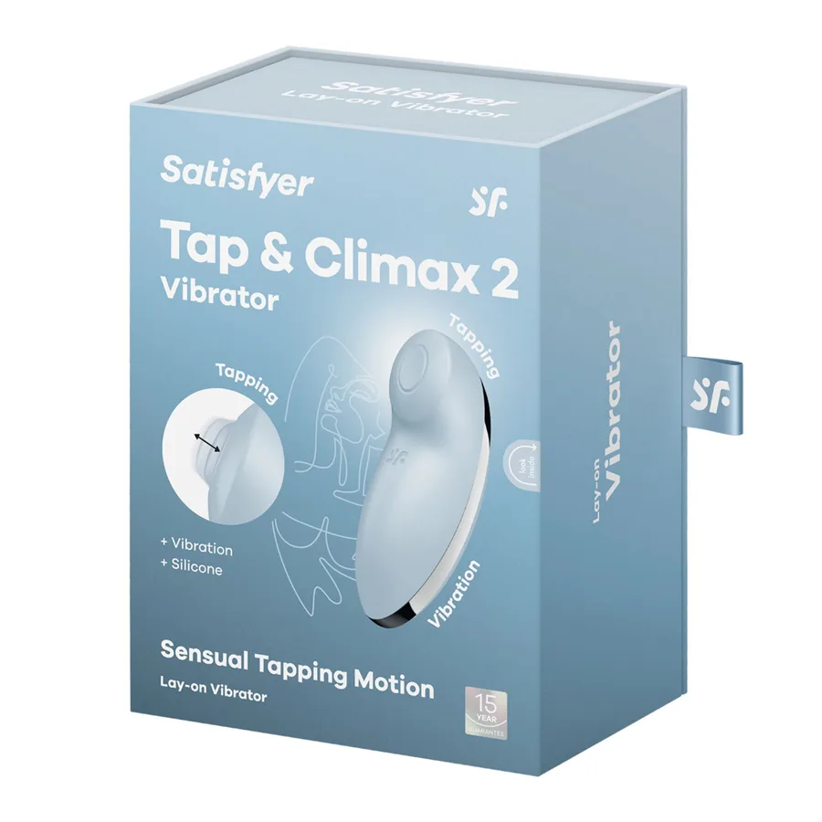 Вибростимулятор-пульсатор Satisfyer Tap & Climax 2 Blue, эффект постукивания пальцем