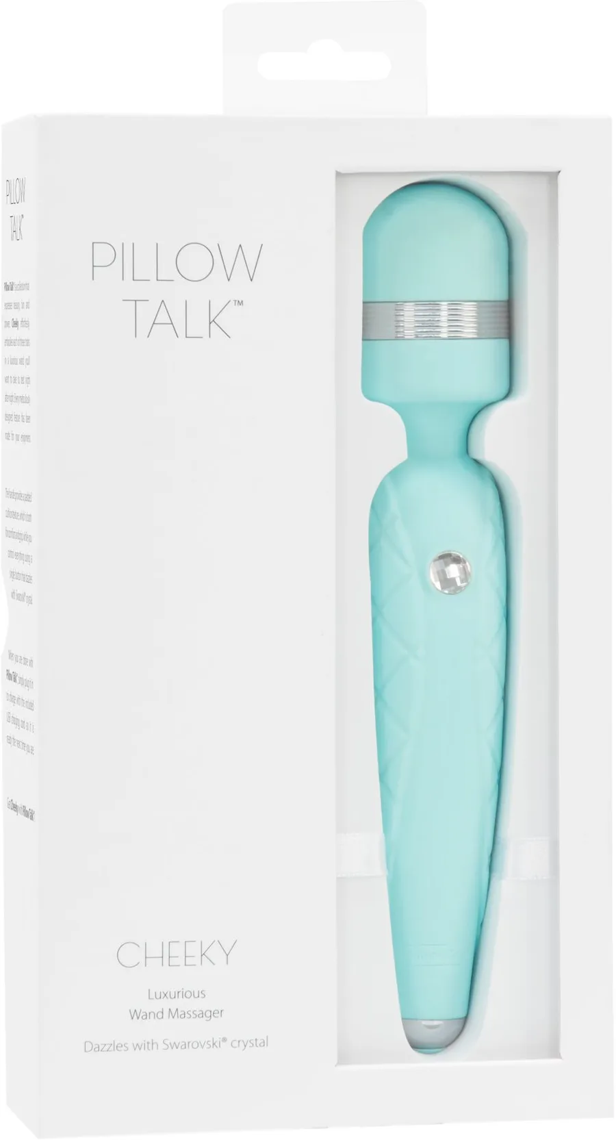 Роскошный вибромассажер PILLOW TALK - Cheeky Teal с кристаллом Swarovski, плавное повышение мощности