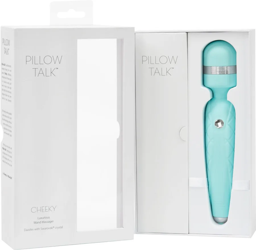 Роскошный вибромассажер PILLOW TALK - Cheeky Teal с кристаллом Swarovski, плавное повышение мощности