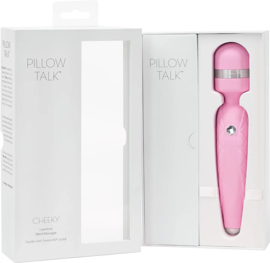 Роскошный вибромассажер PILLOW TALK - Cheeky Pink с кристаллом Swarovsky, плавное повышение мощности