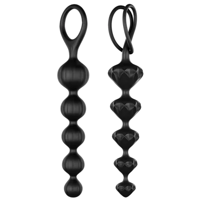 Набір анальних намистин Satisfyer Beads Black, силікон, макс. діаметр 3,3 см та 3,5 см