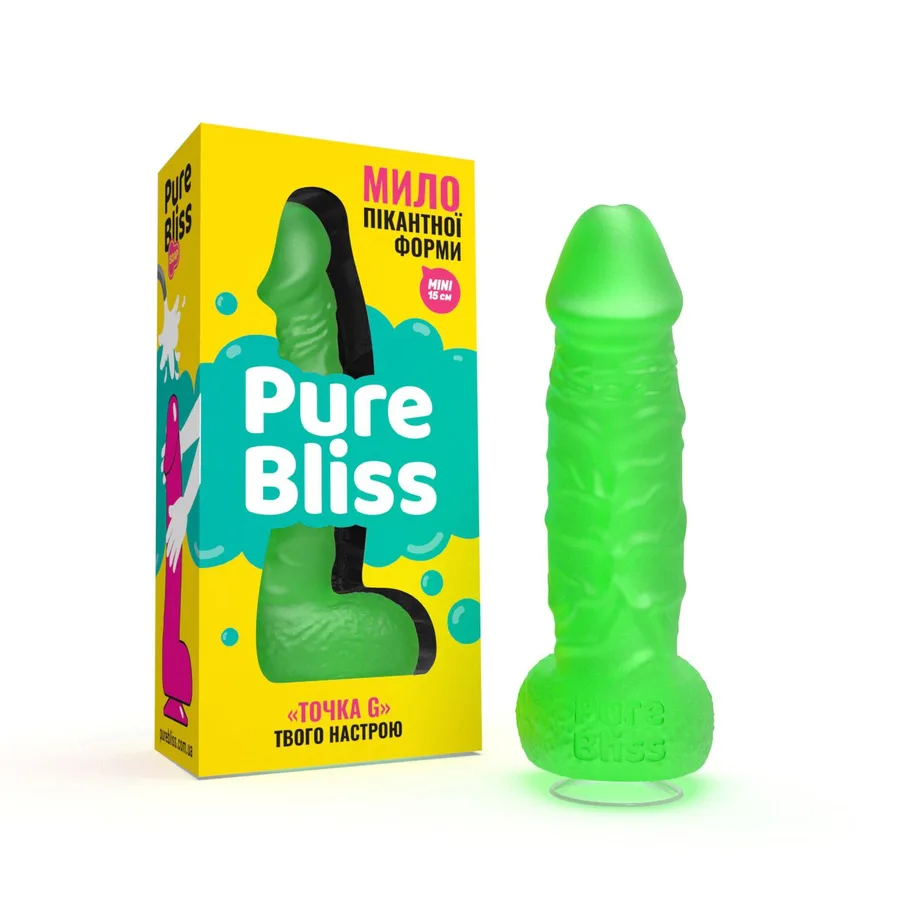 Мило у формі пеніса Pure Bliss MINI Green, крафтове мило-член, натуральне