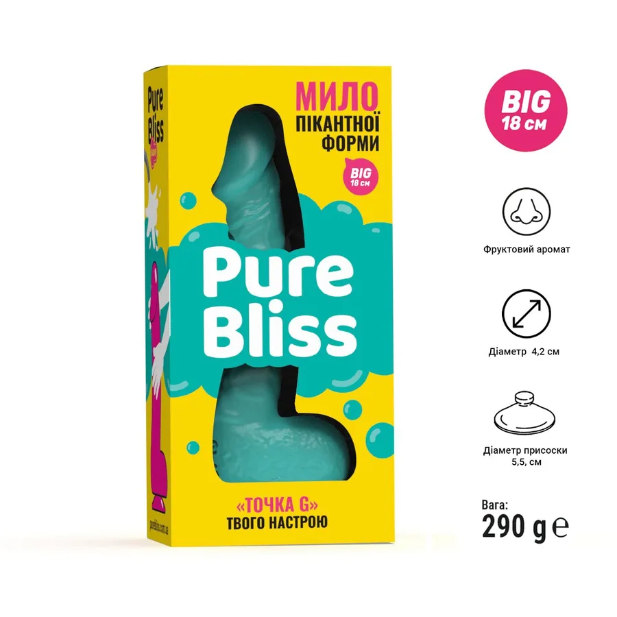 Мыло в форме пениса Pure Bliss BIG Turquoise, крафтовое мыло-член, натуральное