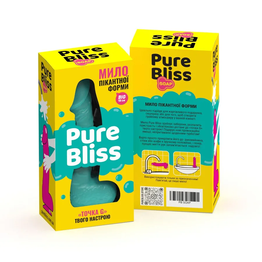 Мыло в форме пениса Pure Bliss BIG Turquoise, крафтовое мыло-член, натуральное