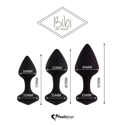 Набір силіконових анальних пробок FeelzToys - Bibi Butt Plug Set 3 pcs Black