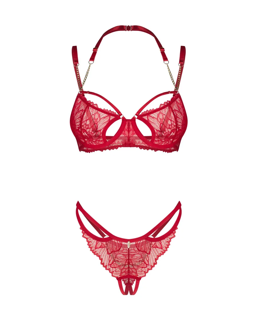 Комплект Obsessive Matildea 2-pcs crotchless set L/XL