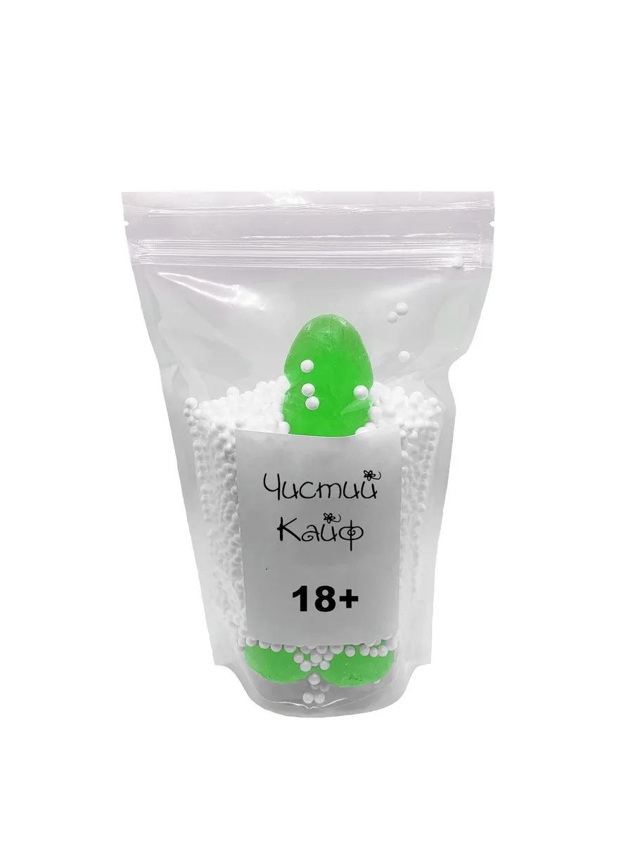 Мыло в форме пениса Чистий Кайф Green size L, крафтовое мыло-член, натуральное