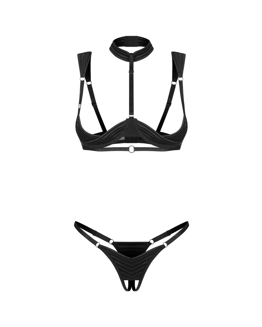 Комплект Obsessive Roccele 2-pcs crotchless set S/M
